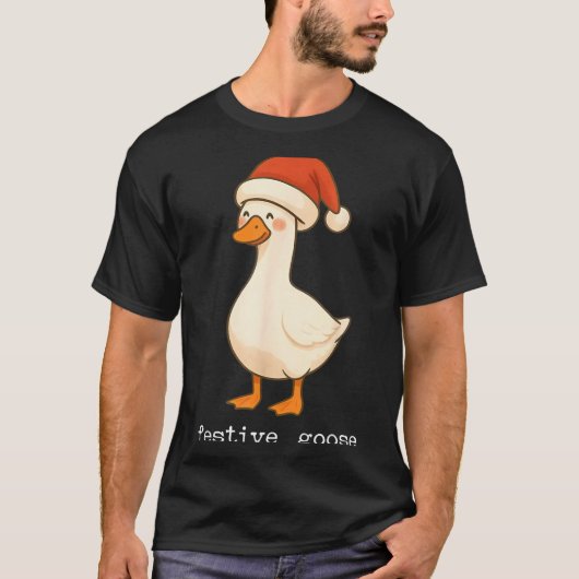 Festive And Mpy Goose Santa Hat Xmas Light Matchin T-shirt (Voorkant)