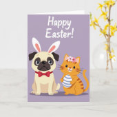 Festive Animal Friends Easter Card Kaart (Gele Bloem)