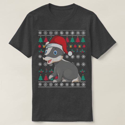 Festive Animal Honey Badger-kerstfeestjes T-shirt (Design voorkant)