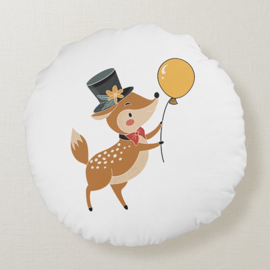 Festive animals - Fawn Rond Kussen (Achterkant)