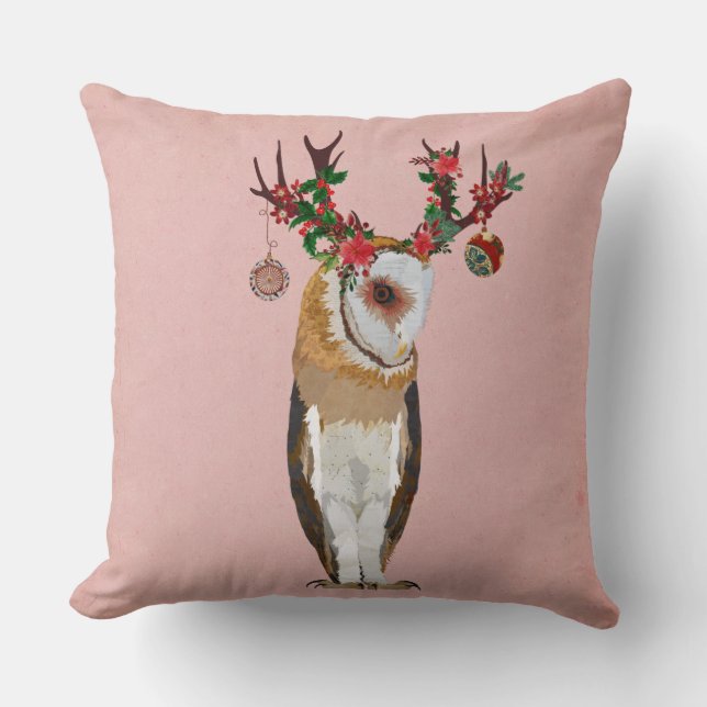 FESTIVE ANTLER OWL Pillow Kussen (Voorkant)