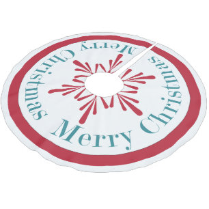 Festive Aqua Red Kerstmis Snowflake Tree Skirt Kerstboom Rok