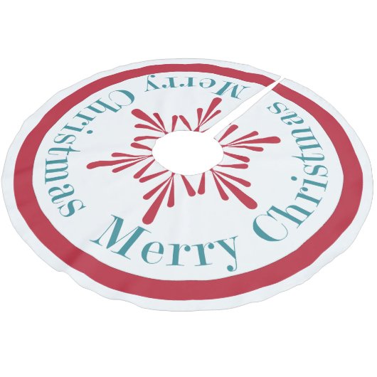 Festive Aqua Red Kerstmis Snowflake Tree Skirt Kerstboom Rok (Gekanteld)
