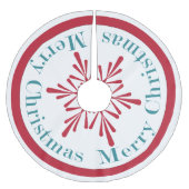 Festive Aqua Red Kerstmis Snowflake Tree Skirt Kerstboom Rok (Voorkant)