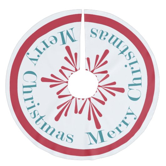 Festive Aqua Red Kerstmis Snowflake Tree Skirt Kerstboom Rok (Voorkant)