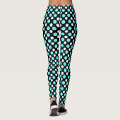 Festive aqua/white polka-punten op zwart leggings (Achterkant)