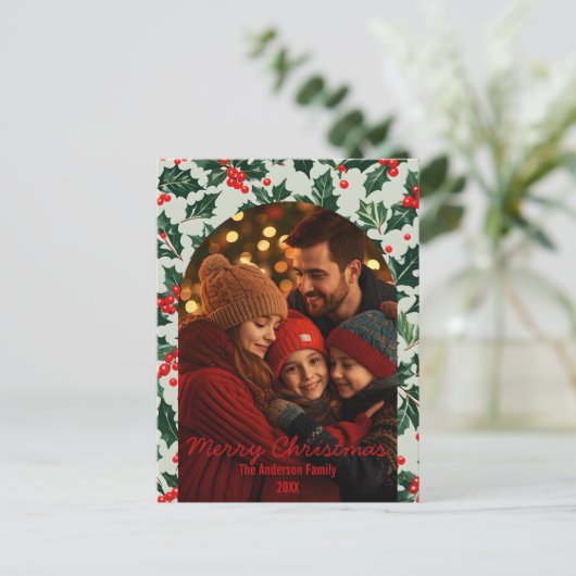 Festive Arch Shaped Photo Lijst Christmas Feestdagenkaart (Staand voorkant)