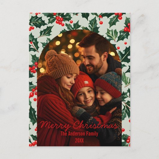 Festive Arch Shaped Photo Lijst Christmas Feestdagenkaart (Voorkant)