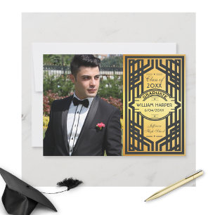 Festive Art Deco Afstuderen Foto Gold Class 20XX Kaart