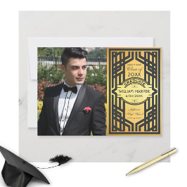 Festive Art Deco Afstuderen Foto Gold Class 20XX Kaart