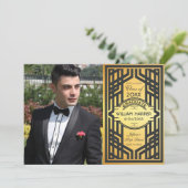 Festive Art Deco Afstuderen Foto Gold Class 20XX Kaart (Staand voorkant)
