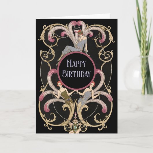 Festive Art Deco Birthday Kaart (Voorkant)