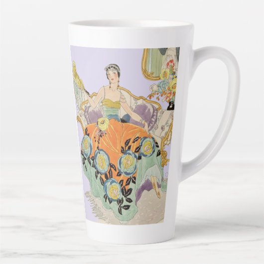 Festive Art Deco-dame Latte Mok (Rechts)