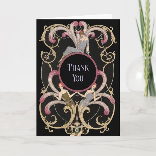 Festive Art Deco Folded Hartelijk dank Bedankkaart (Voorkant)