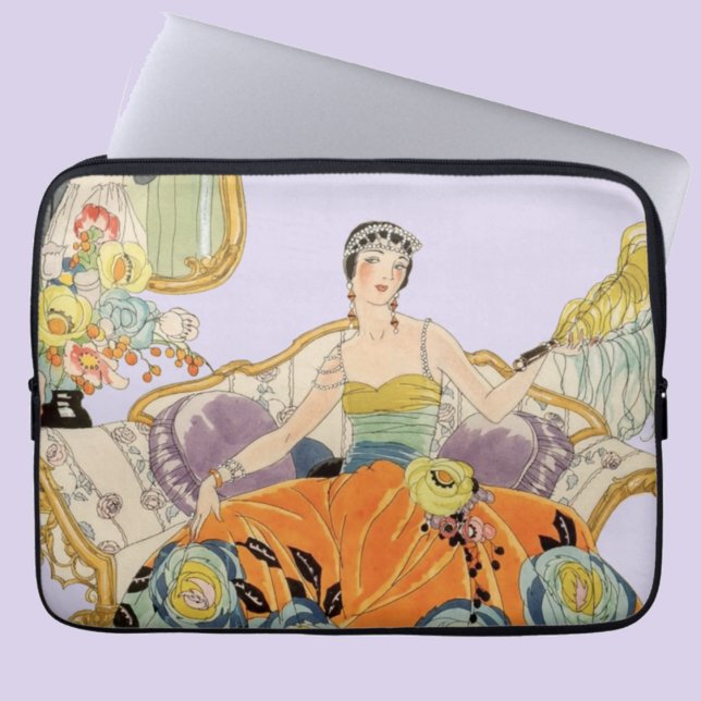 Festive Art Deco Lady Laptop Sleeve (Creator heeft geüpload)
