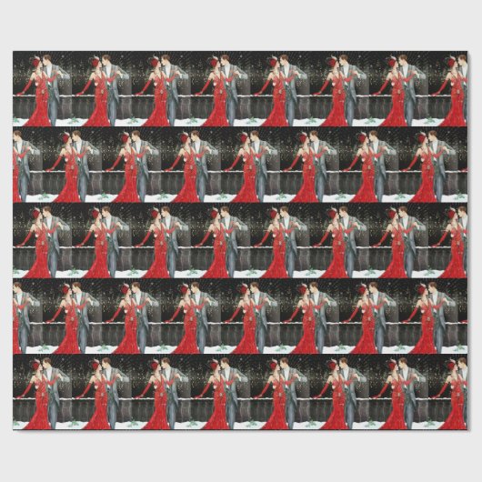 Festive art deco retro  koppel cadeaupapier (Vlak)