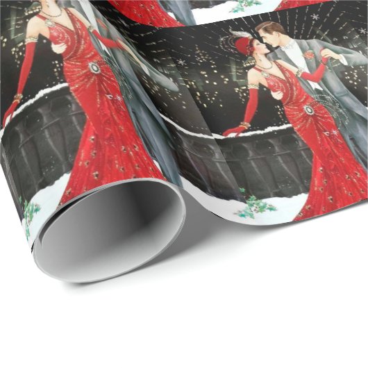 Festive art deco retro  koppel cadeaupapier (Rol Hoek)