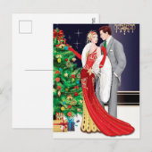 Festive art deco retro koppel feestdagenkaart (Voorkant / Achterkant)