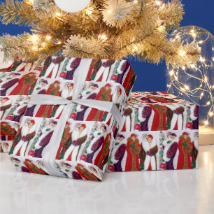Festive art deco retro vintage kerst dames cadeaupapier
