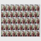 Festive art deco retro vintage kerst dames cadeaupapier (Vlak)