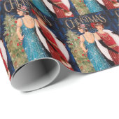 Festive art deco retro vintage kerst dames cadeaupapier (Rol Hoek)