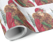Festive art deco retro vintage kerstdame cadeaupapier (Rol Hoek)