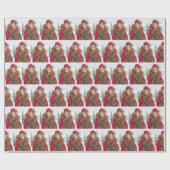 Festive art deco retro vintage kerstdame cadeaupapier (Vlak)