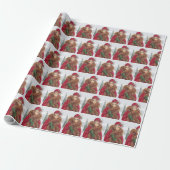 Festive art deco retro vintage kerstdame cadeaupapier (Uitgerold)