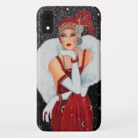 Festive art deco retro vintage kerstdame
