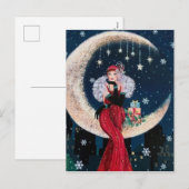 Festive art deco retro vintage kerstdame feestdagenkaart (Voorkant / Achterkant)