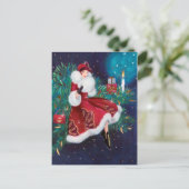 Festive art deco retro vintage kerstdame feestdagenkaart (Staand voorkant)