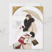 Festive art deco retro vintage kerstdame kaart (Voorkant)