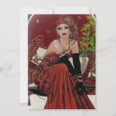 Festive art deco retro vintage kerstdame kaart (Voorkant)