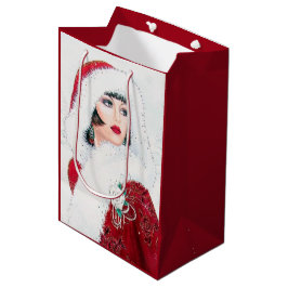 Festive art deco retro vintage kerstdame medium cadeauzakje