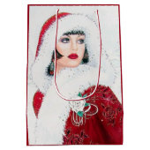 Festive art deco retro vintage kerstdame medium cadeauzakje (Achterkant)