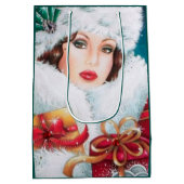 Festive art deco retro vintage kerstdame medium cadeauzakje (Achterkant)