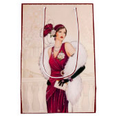 Festive art deco retro vintage kerstdame medium cadeauzakje (Achterkant)