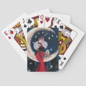 Festive art deco retro vintage kerstdame pokerkaarten (Achterkant)