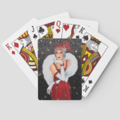 Festive art deco retro vintage kerstdame pokerkaarten (Achterkant)