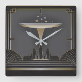 Festive Art Deco Vierkante Klok (Voorkant)