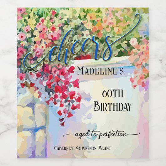 Festive Artistic Summer Birthday Wijn Etiket (Enkel label)