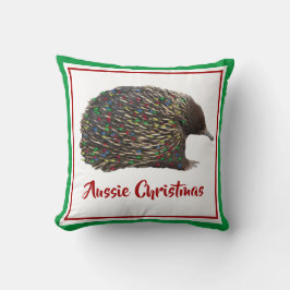 Festive Australia Echidna draagt kerstverlichting Kussen