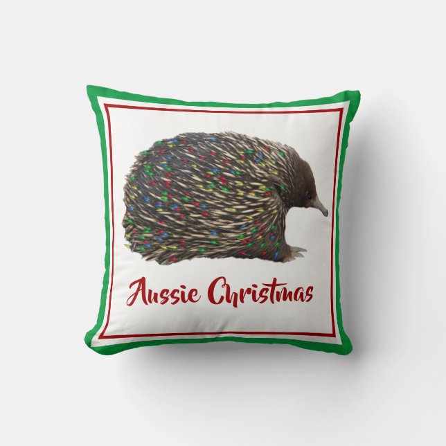 Festive Australia Echidna draagt kerstverlichting Kussen (Voorkant)