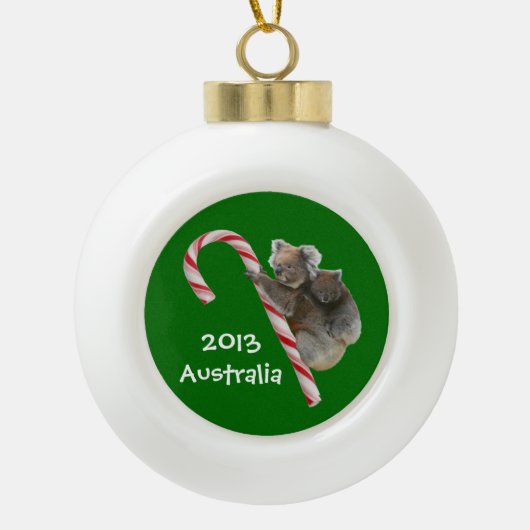 Festive Australian Koala-Beren op snoepriet Keramische Bal Ornament (Voorkant)