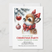 Festive baby deer Christmas kids invite editable  Kaart (Voorkant)