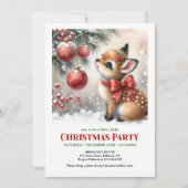 Festive baby deer Christmas kids invite printable Kaart (Voorkant)