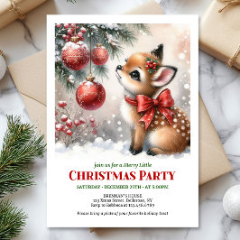 Festive baby deer Christmas kids invite printable  Kaart