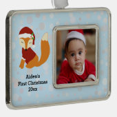 Festive Baby Fox First Kerstfeestdag Verzilverd Omlijst Ornament (Rechts)