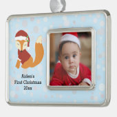 Festive Baby Fox First Kerstfeestdag Verzilverd Omlijst Ornament (Links)