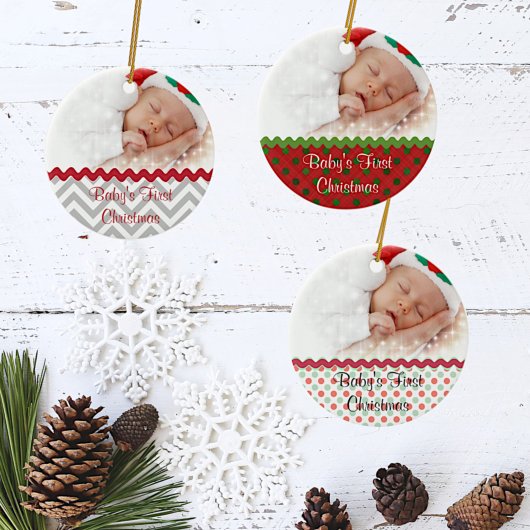 Festive Baby's First kerstfoto Ornament